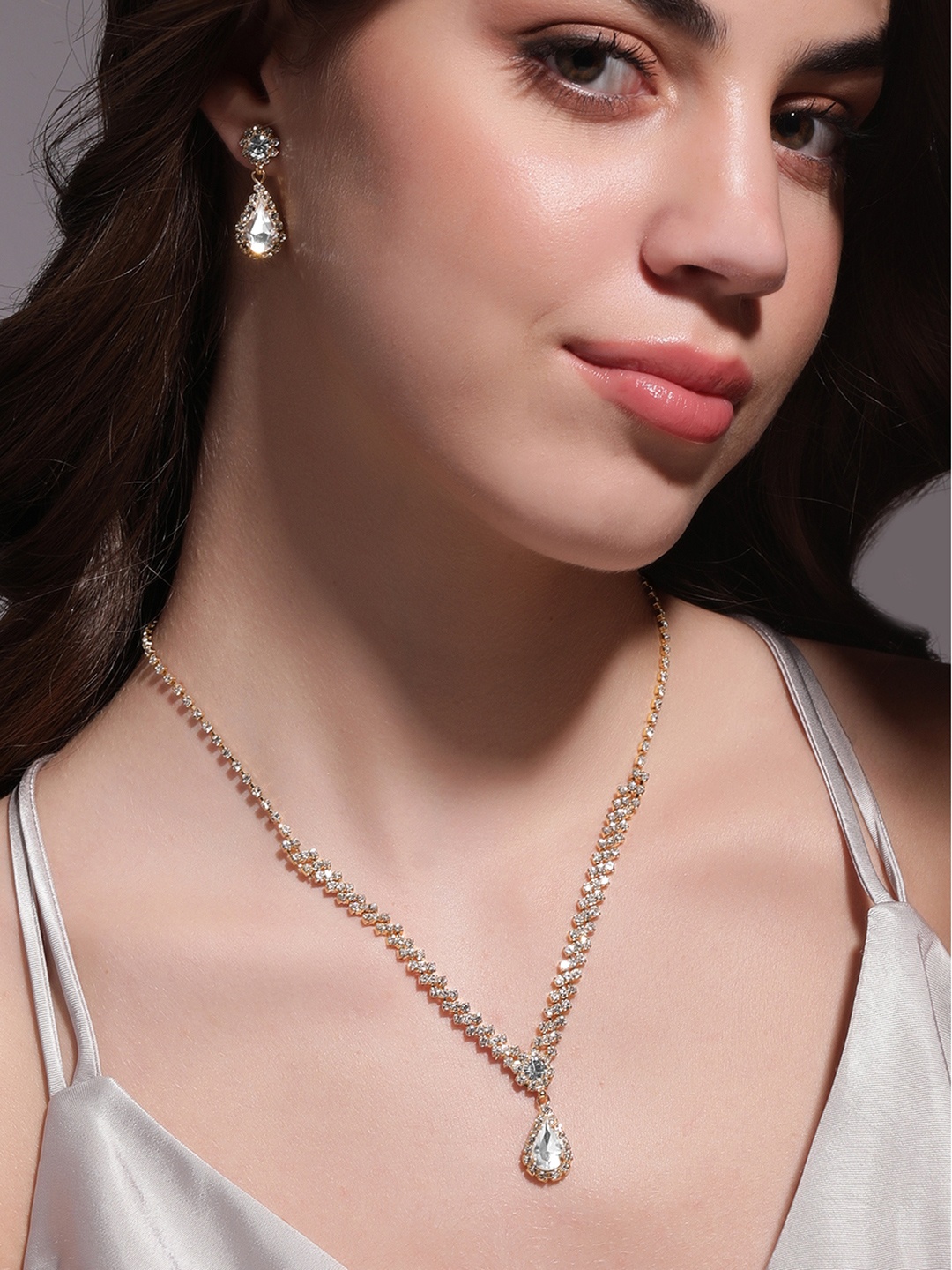 

Rubans Gold-Plated CZ-Studded Jewellery Set