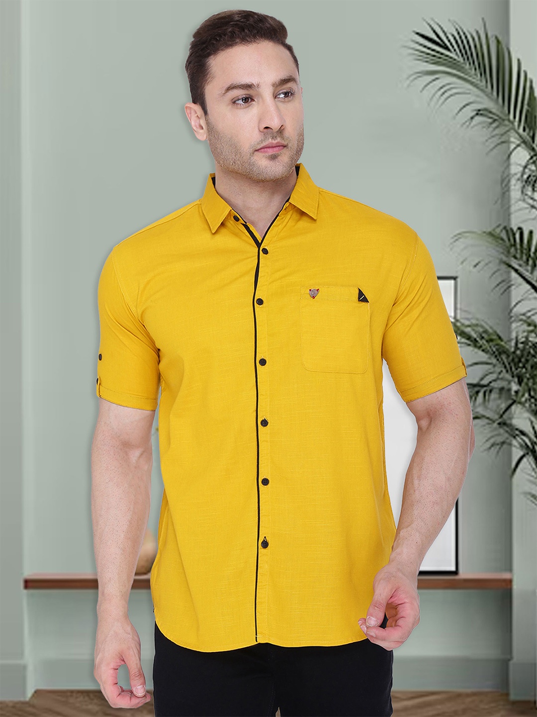 

Kuons Avenue Smart Slim Fit Linen Casual Shirt, Mustard