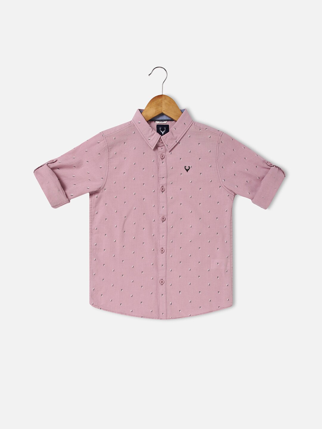 

Allen Solly Junior Boys Spread Collar Slim Fit Micro Printed Casual Pure Cotton Shirt, Pink