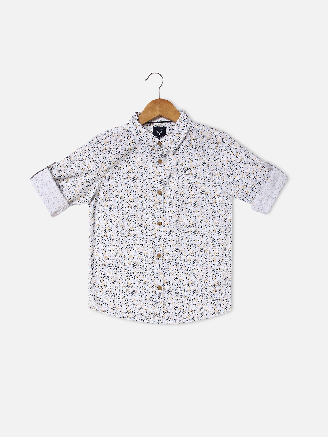 

Allen Solly Junior Boys Slim Fit Geometric Printed Pure Cotton Casual Shirt, White