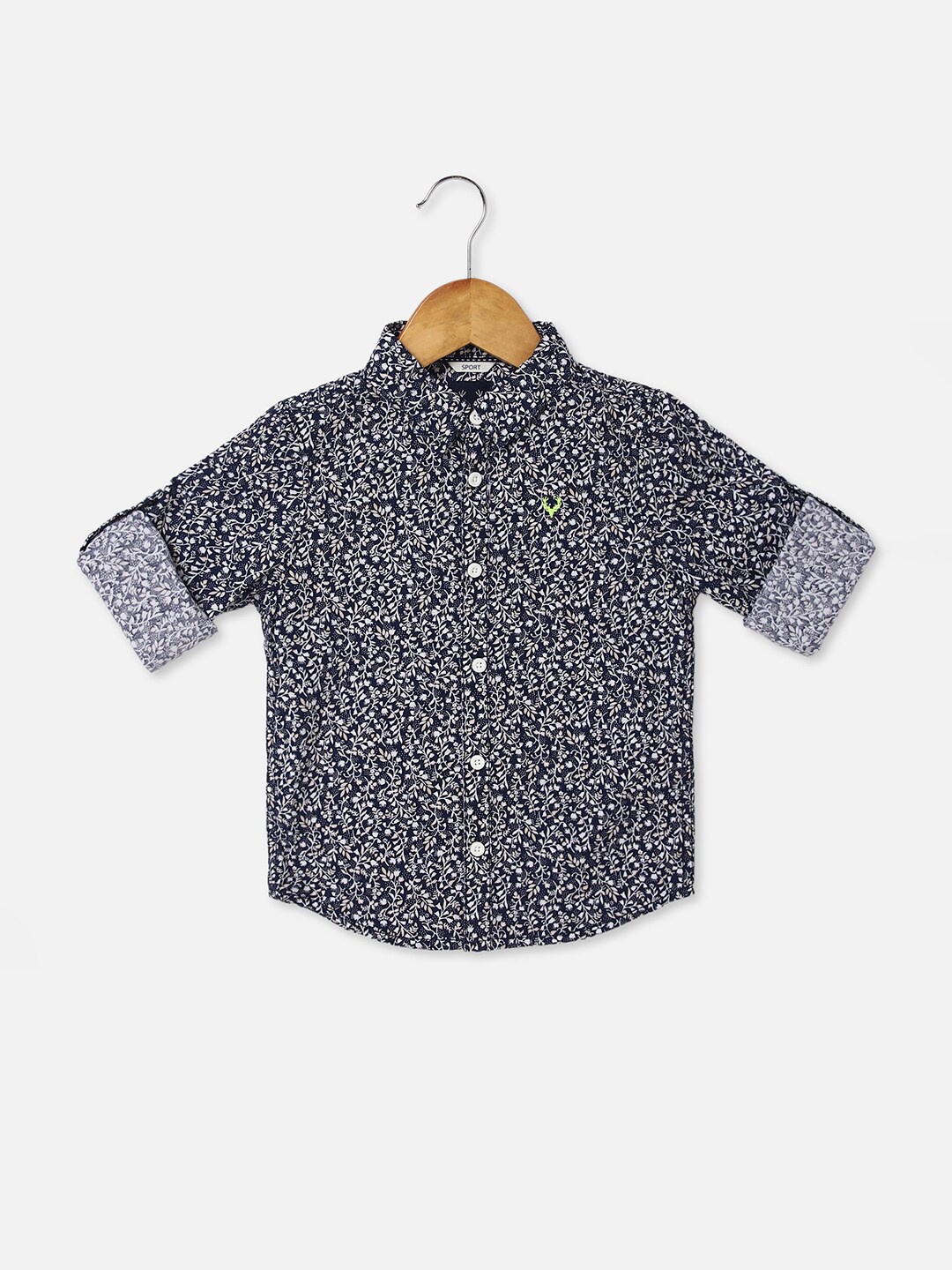 

Allen Solly Junior Boys Floral Printed Slim Fit Cotton Casual Shirt, Navy blue
