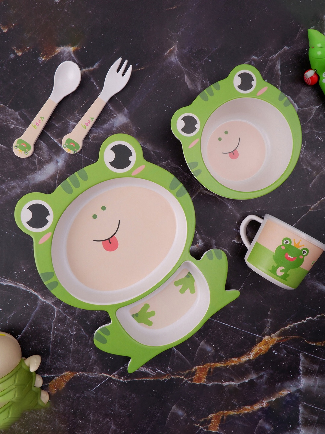 

THE BAMBOO CO Green 5-Pieces Printed Bamboo Matte Dinner Set