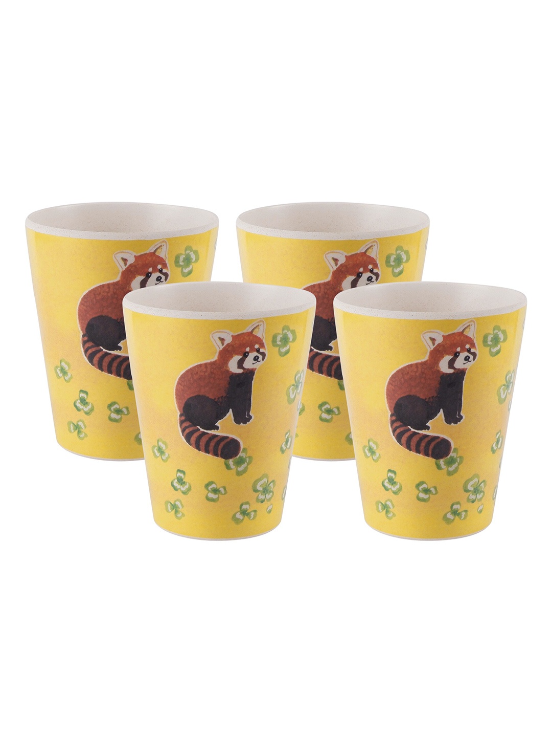 

THE BAMBOO CO Yellow 4-Pieces Printed Bamboo Matte Glass 250 Each