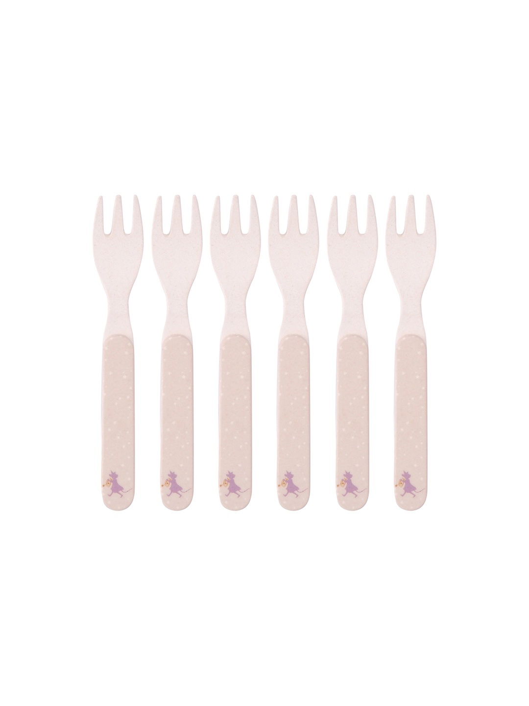 

THE BAMBOO CO Kids Beige & 6 Pieces Printed Bamboo Matte Fork