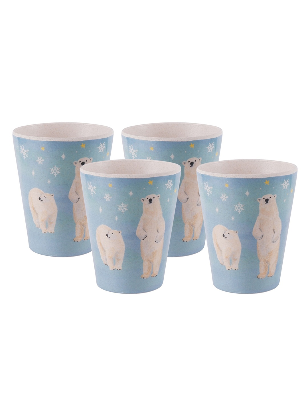 

THE BAMBOO CO Blue 4-Pieces Printed Bamboo Matte Dinner Set