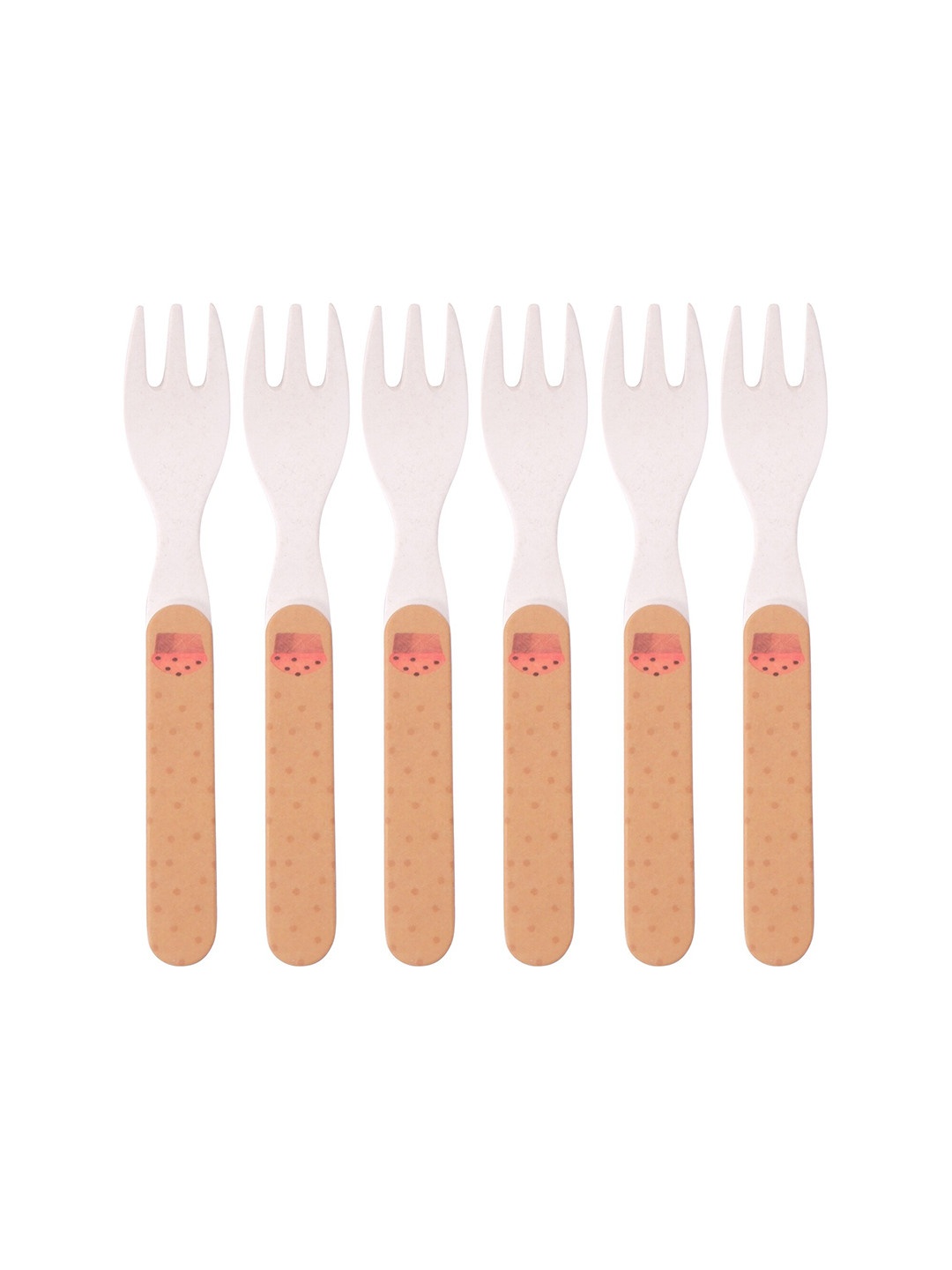 

THE BAMBOO CO Orange 6-Pieces Geometric Printed Bamboo Forks
