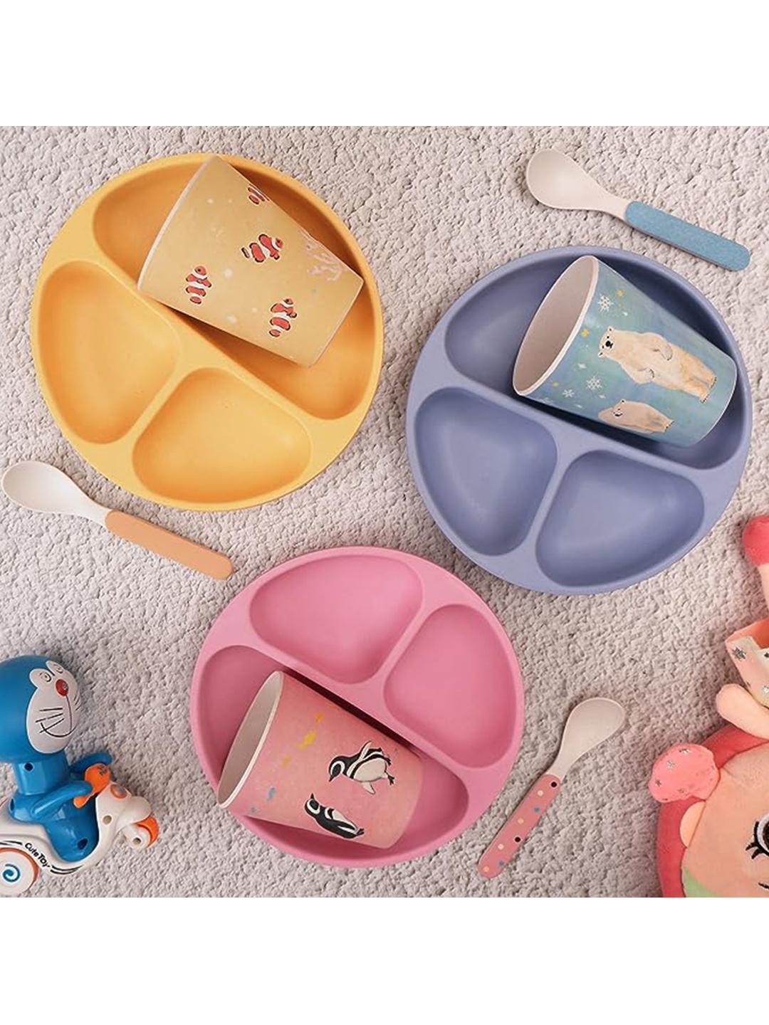

THE BAMBOO CO Kids Pink 2 Pieces Bamboo Matte Plates