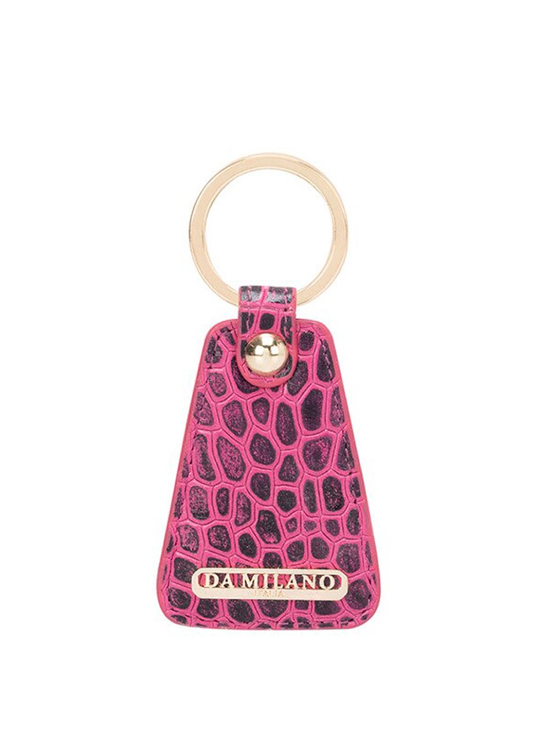 

Da Milano Unisex Textured Metal Key chain, Gold