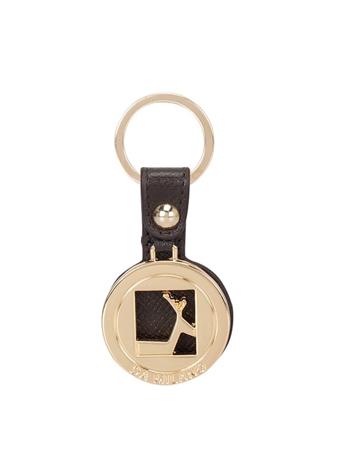 

Da Milano Unisex Textured Metal Key chain, Gold