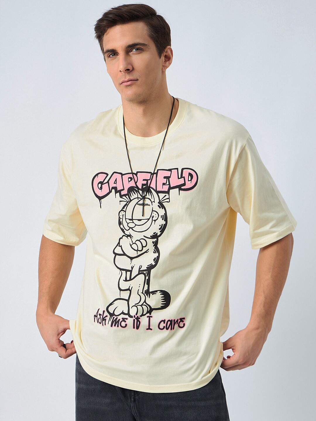 

COLOR CAPITALTypography Printed Pure Cotton Oversized T-shirt, Yellow