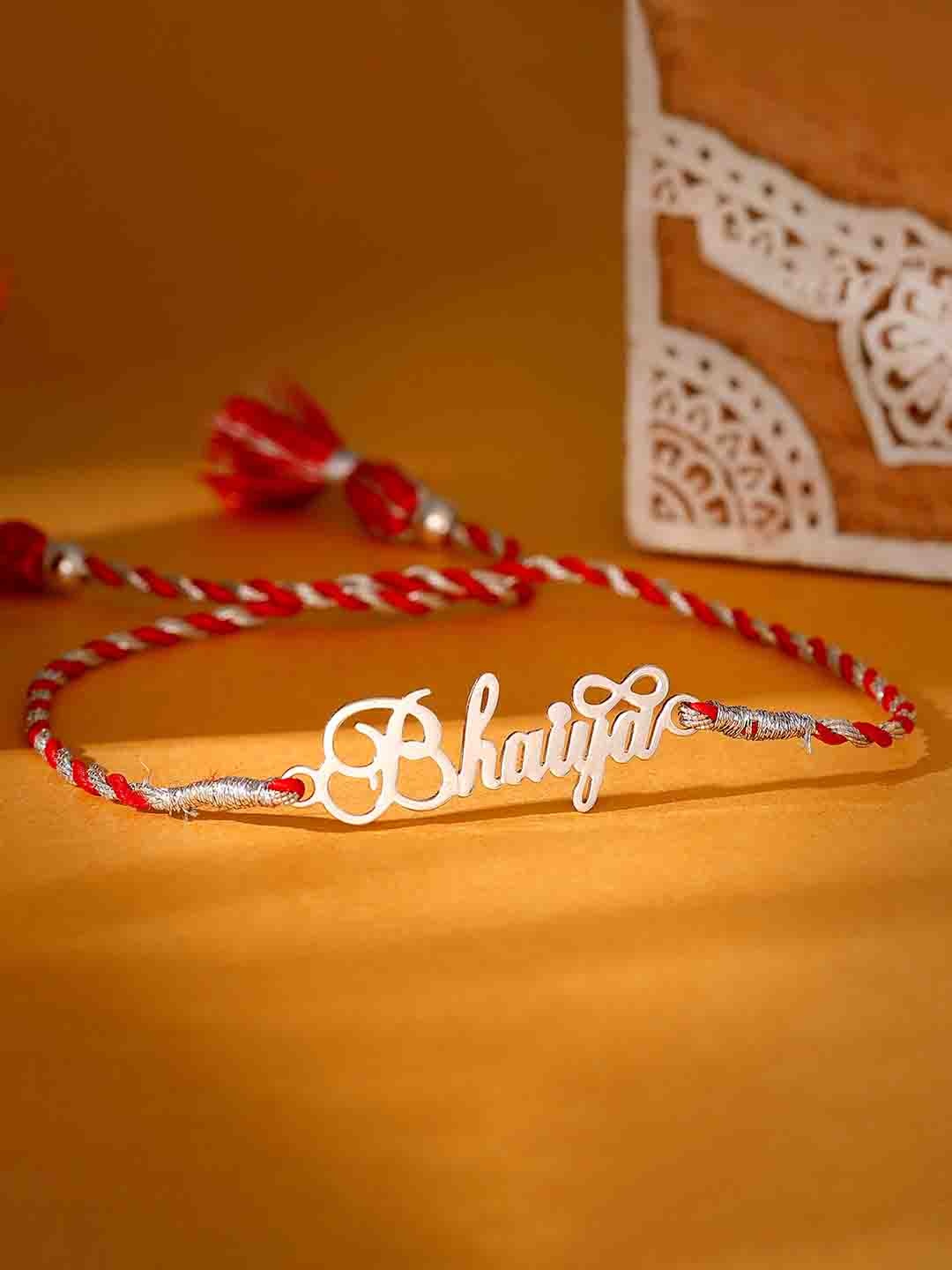 

GIVA Men 92.5 Sterling Silver Bhaiya-Charm Rakhi With Roli Chawal
