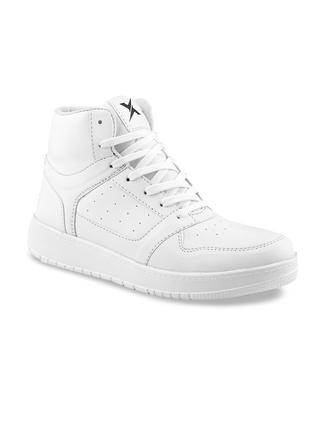 

KRAASA Men Perforated Mid-Top Sneakers, White