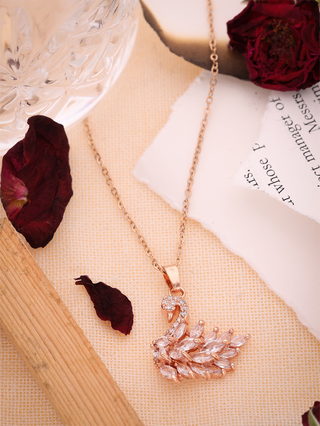 

Brado Jewellery CZ Studded Duck Pendant Chain, Rose gold