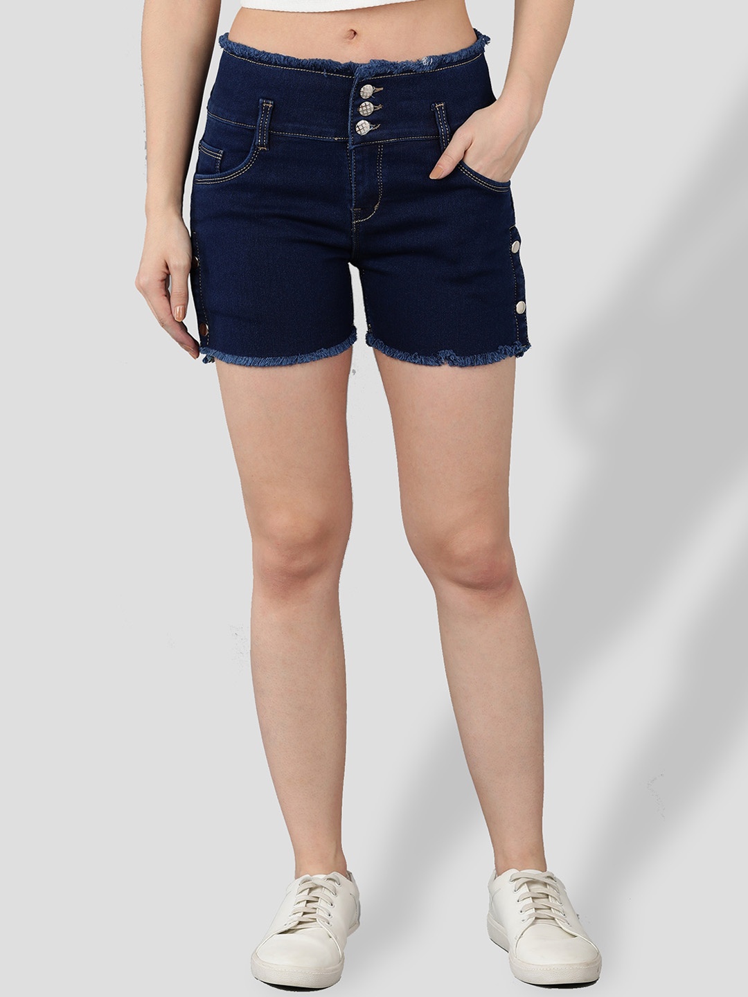 

Apraa & Parma Women Slim Fit Denim Shorts, Blue