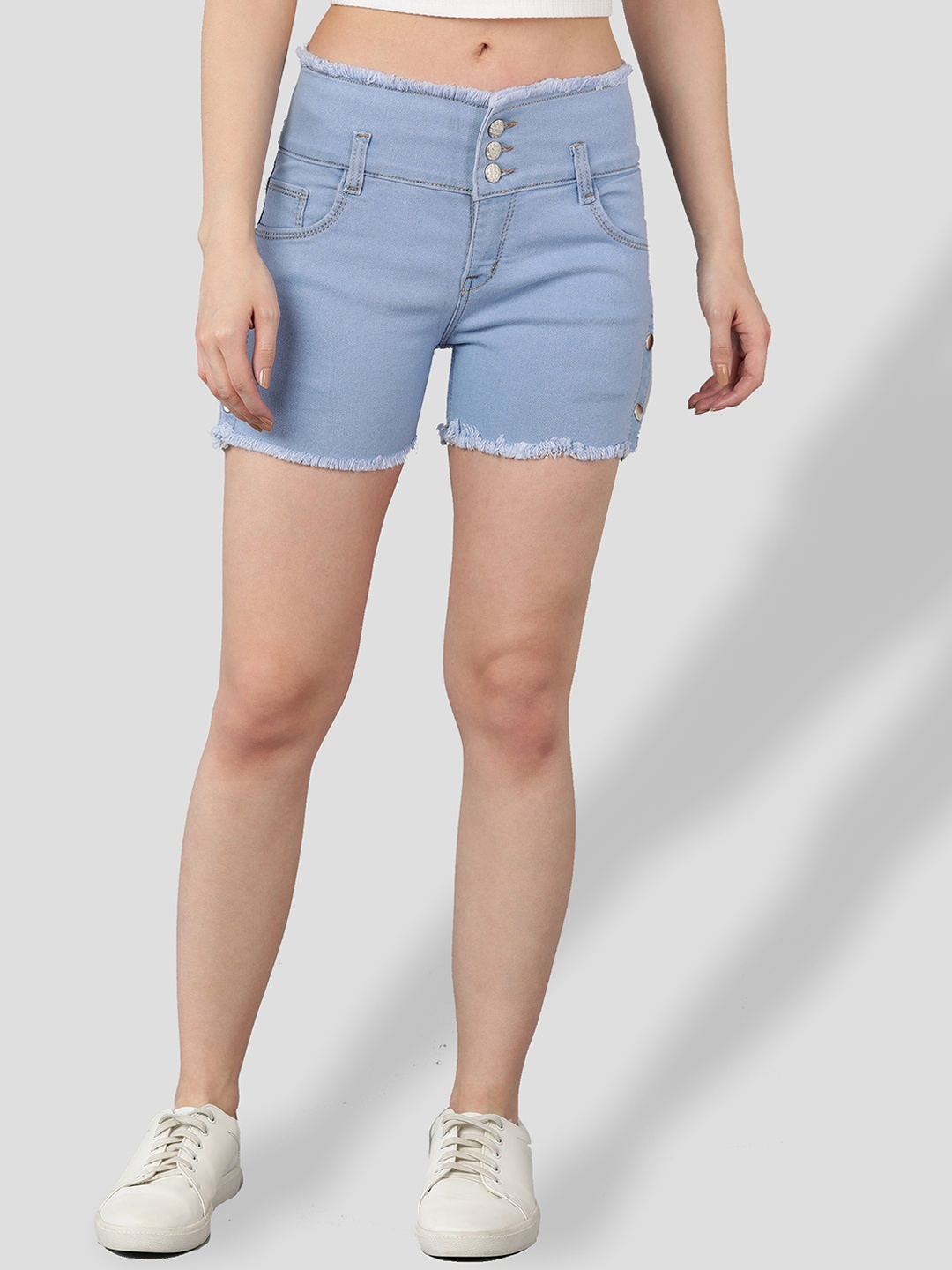

Apraa & Parma Women Slim Fit Denim Shorts, Blue