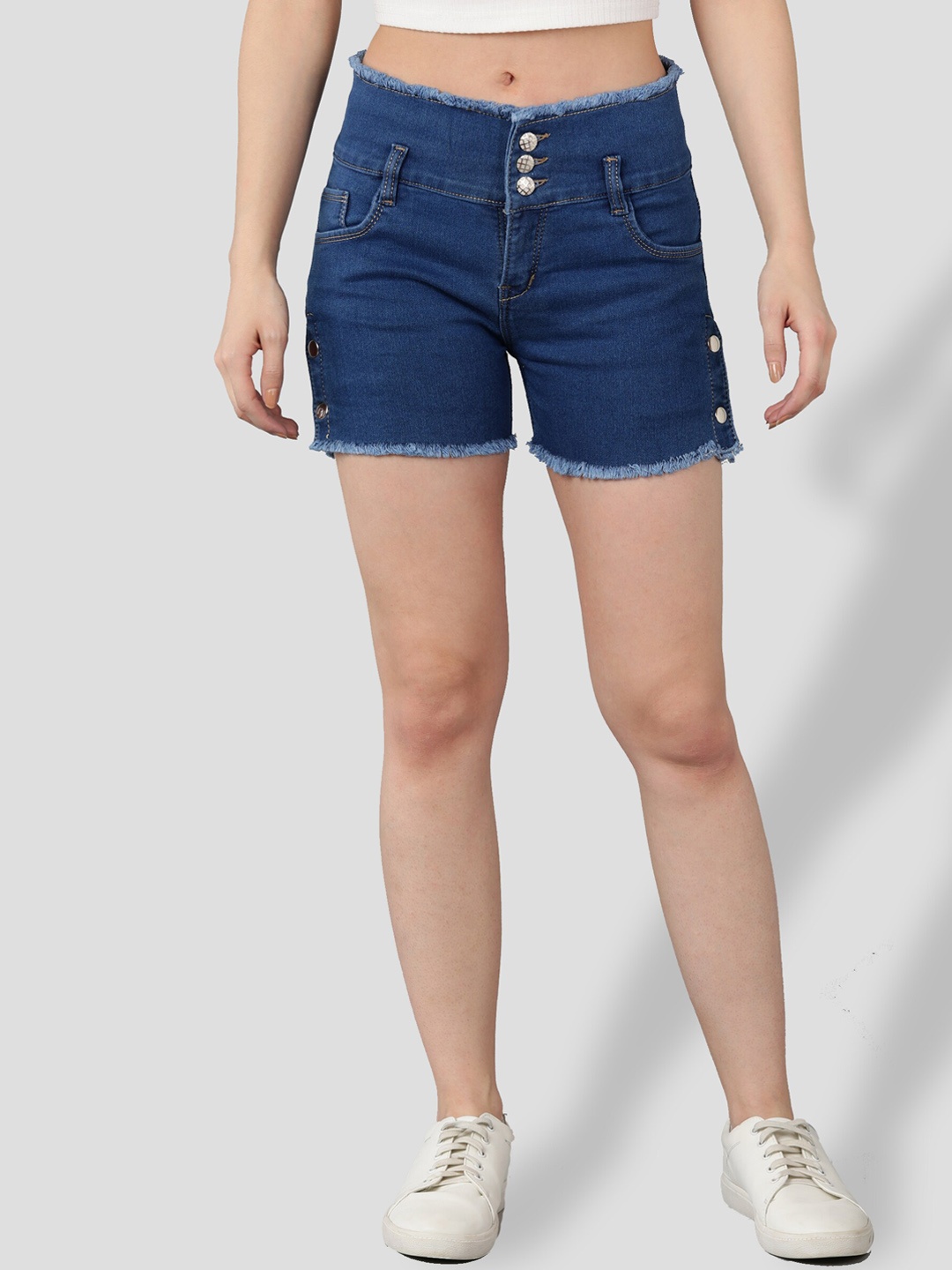 

Apraa & Parma Women Slim Fit Denim Shorts, Blue