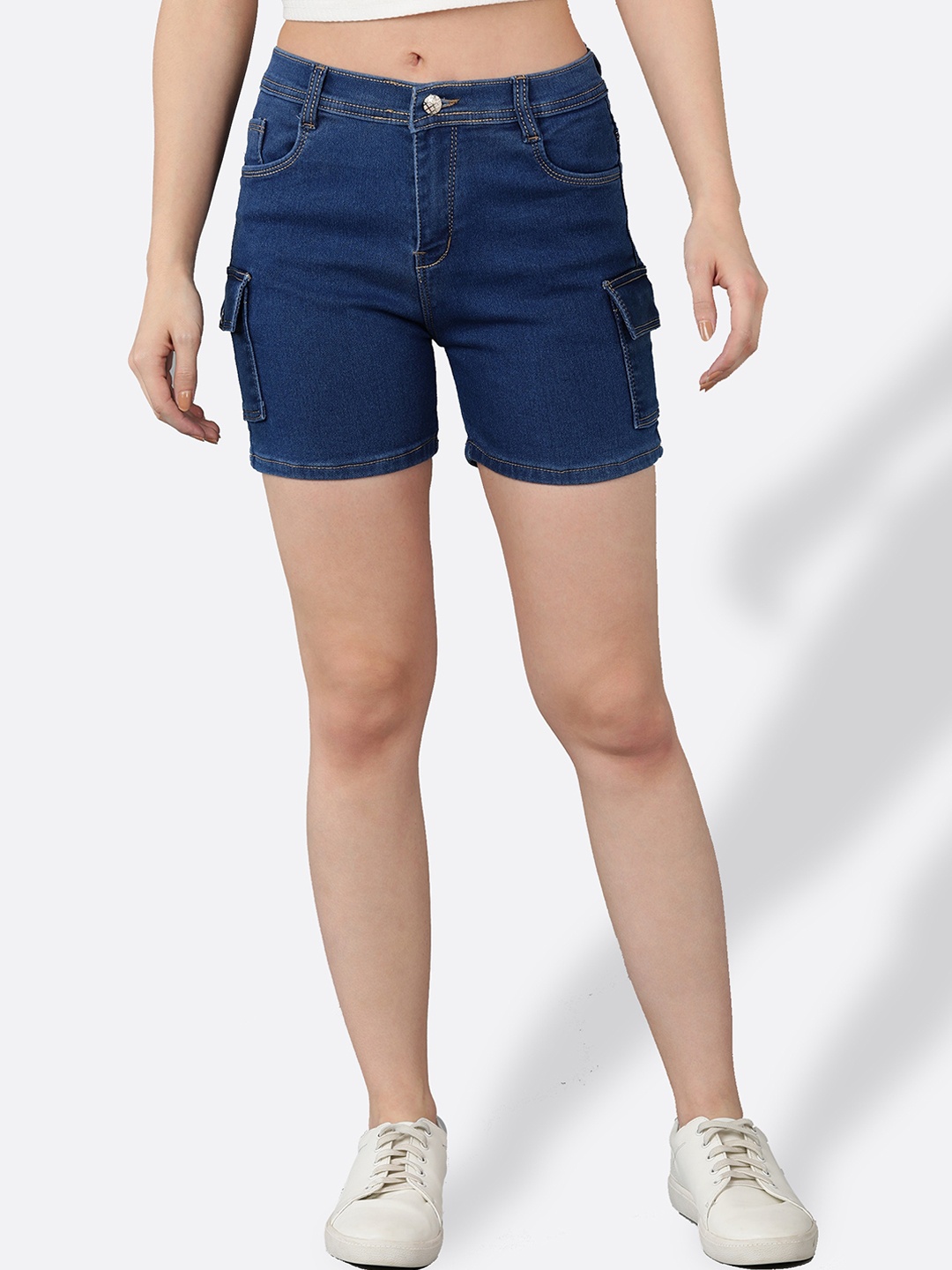 

Apraa & Parma Women Slim Fit Denim Shorts, Blue