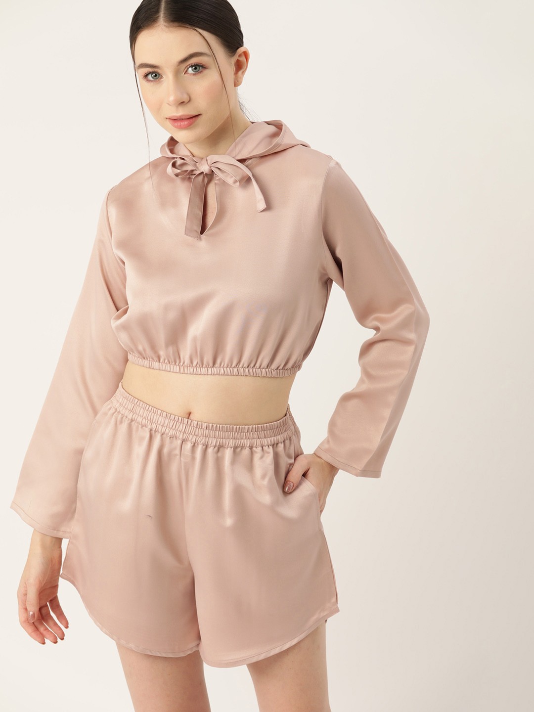 

ETC Women Solid Satin Night suit, Rose gold