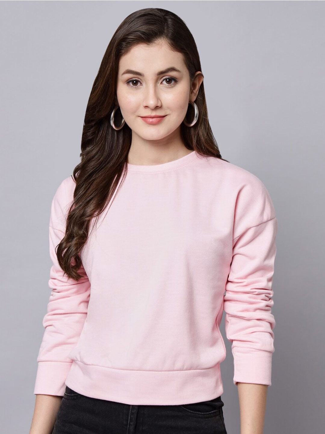 

Funday Fashion Round Neck Fleece Sweatshirt, Pink