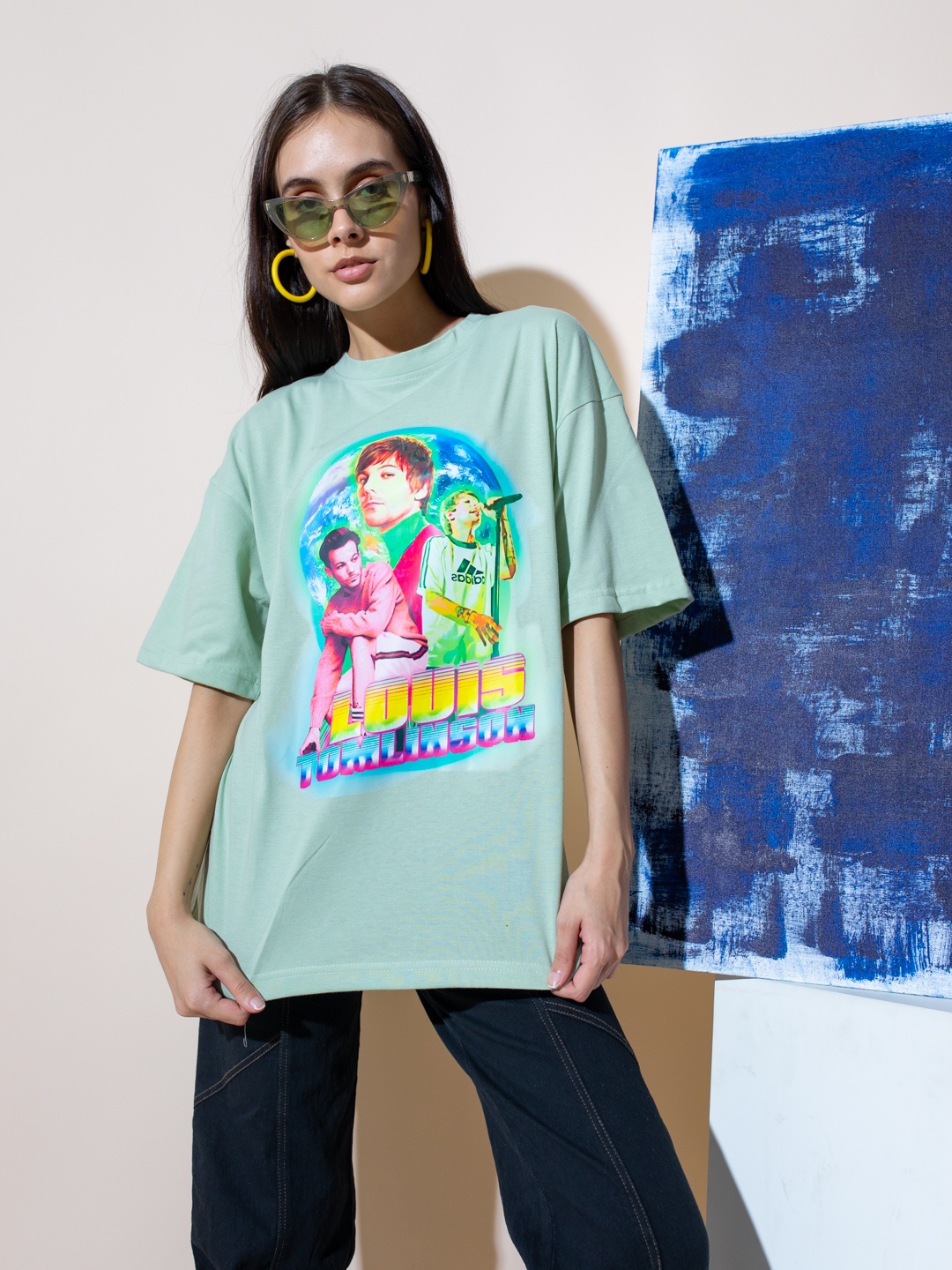 

Stylecast X Hersheinbox Printed Oversized Longline Cotton T-shirt, Green