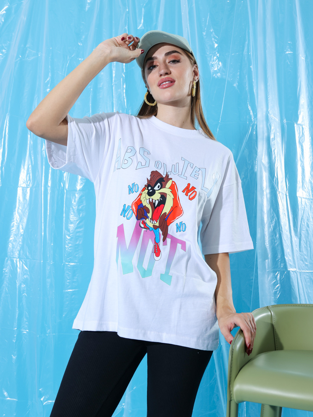 

Stylecast X Hersheinbox Printed Oversized Pure Cotton T-shirt, White