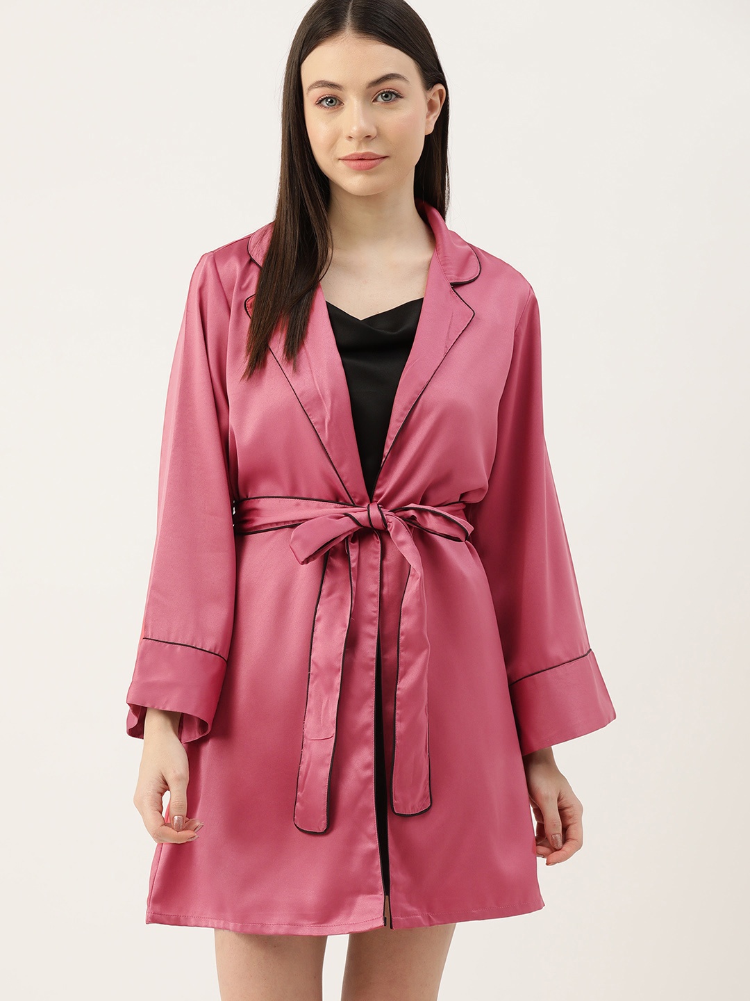 

ETC Solid Mini Satin Robe, Pink