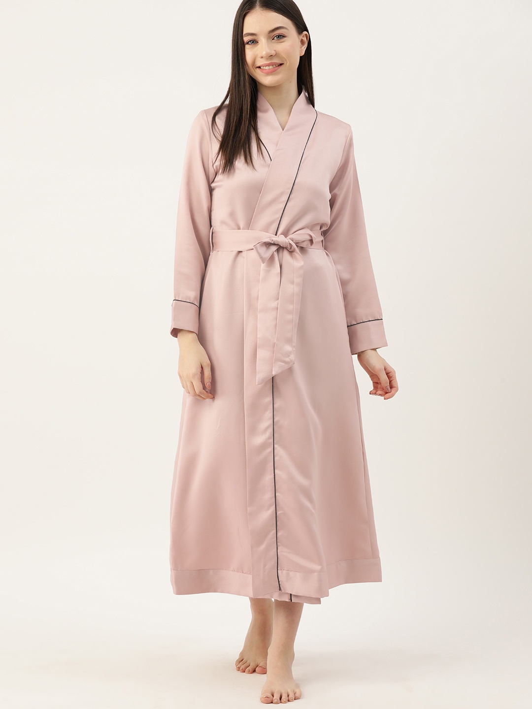 

ETC Women Solid Maxi Robe, Rose gold