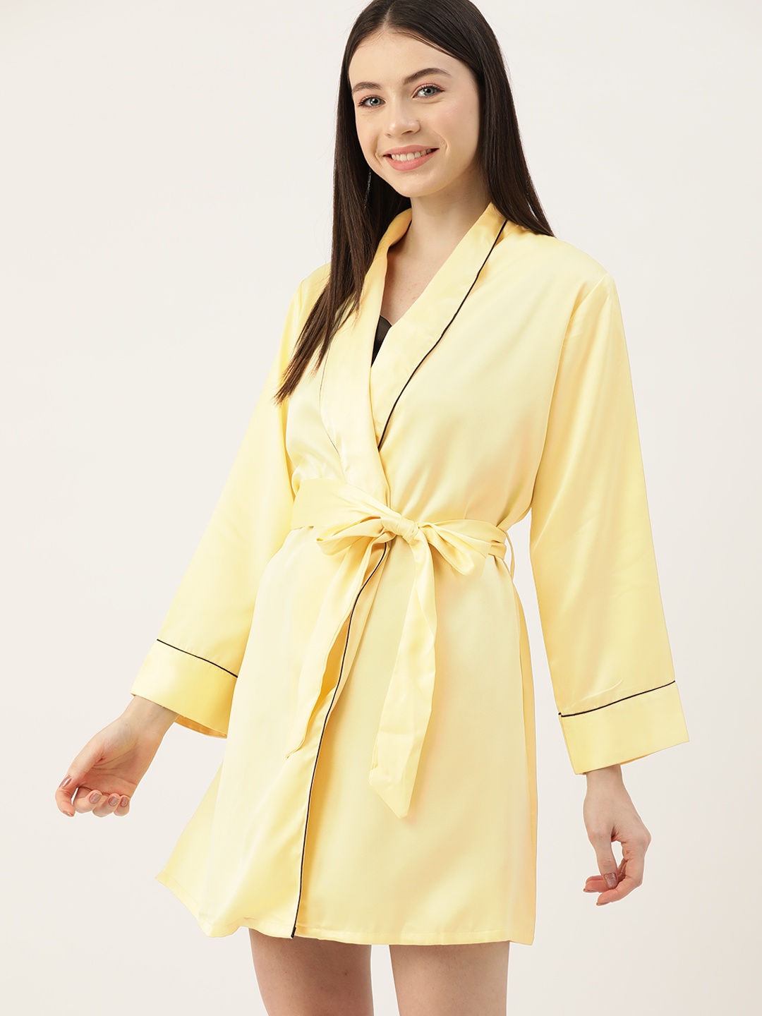 

ETC Women Solid Mini Robe, Yellow