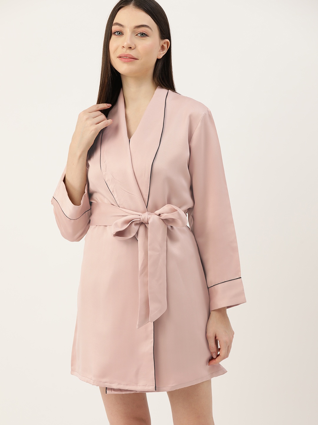 

ETC Women Solid Mini Robe, Rose gold