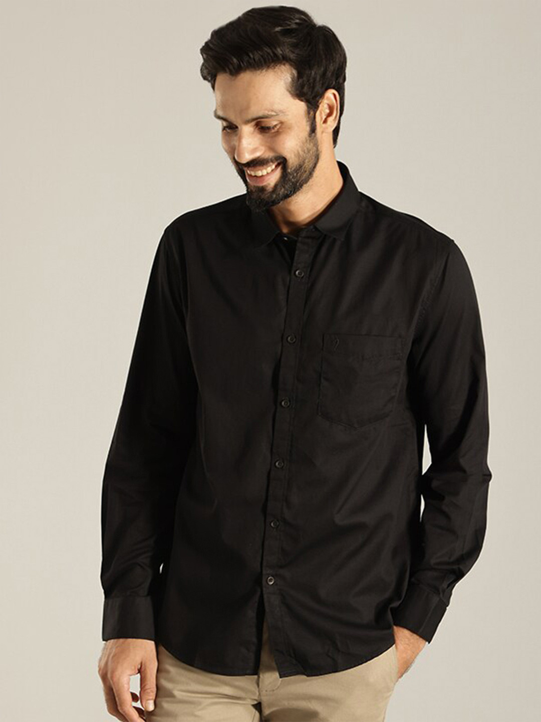 

Indian Terrain India Slim Slim Fit Pure Cotton Casual Shirt, Black