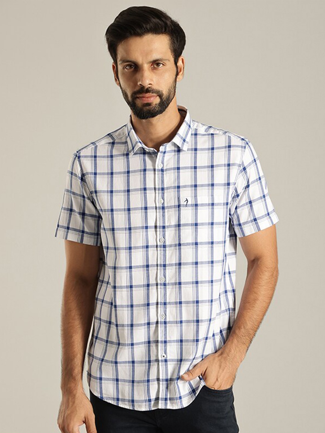 

Indian Terrain India Slim Checked Slim Fit Pure Cotton Shirt, White