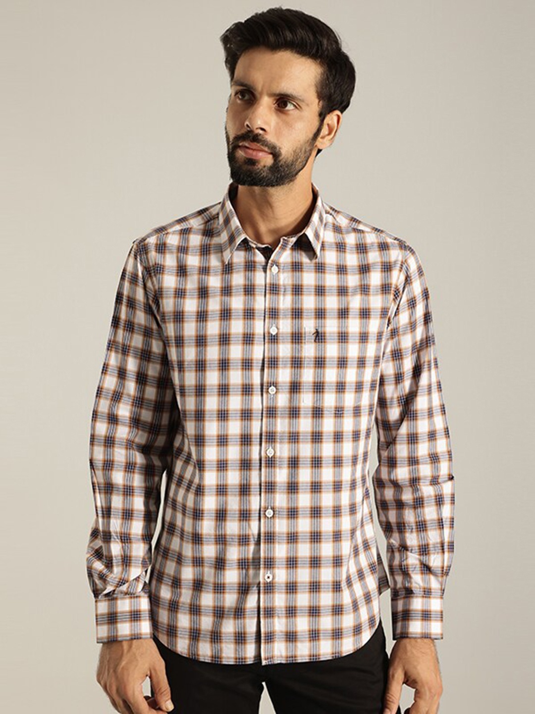 

Indian Terrain India Slim Fit Tartan Checked Casual Shirt, White