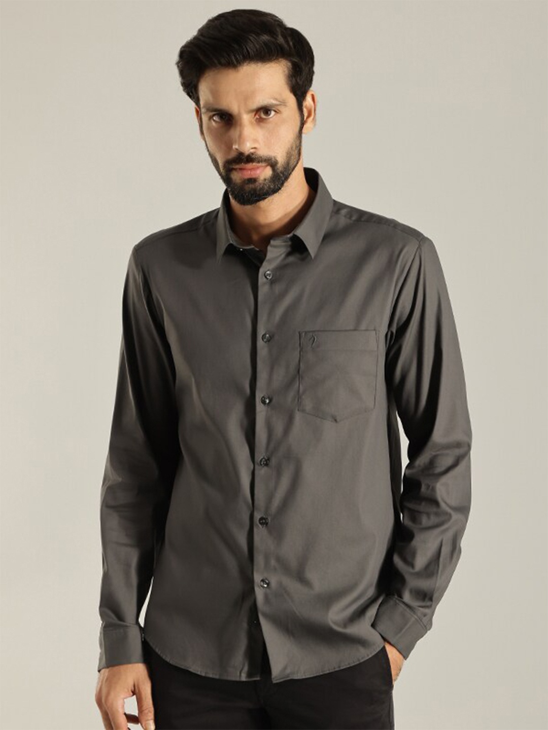 

Indian Terrain Slim Fit Opaque Casual Shirt, Black