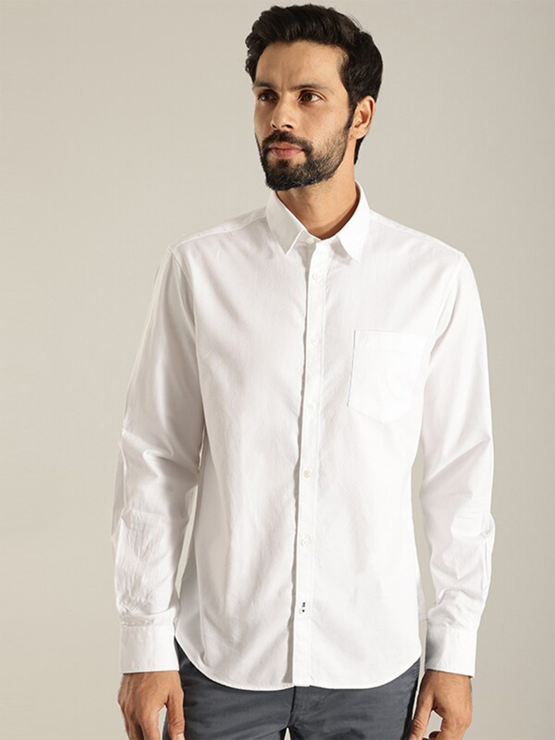 

Indian Terrain India Slim Spread Collar Pure Cotton Casual Shirt, White