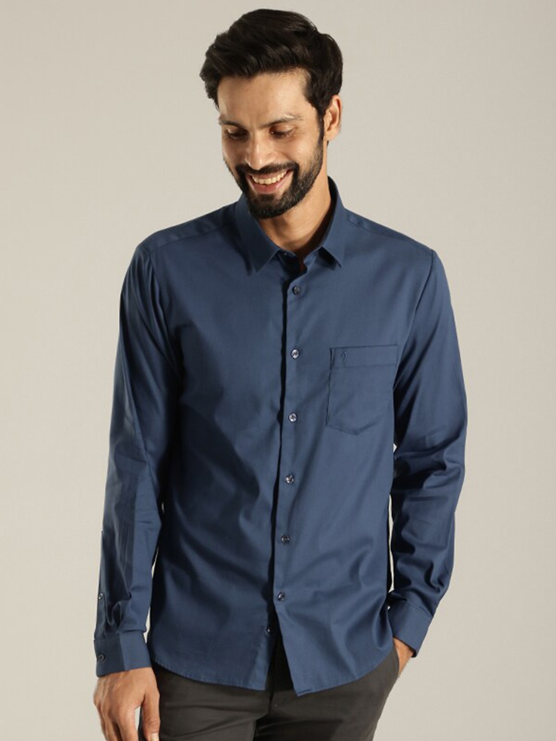 

Indian Terrain India Slim Spread Collar Slim Fit Formal Shirt, Blue