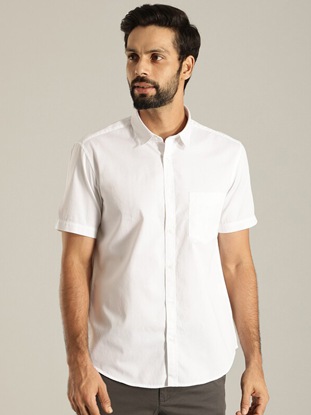 

Indian Terrain India Slim Fit Pure Cotton Casual Shirt, White