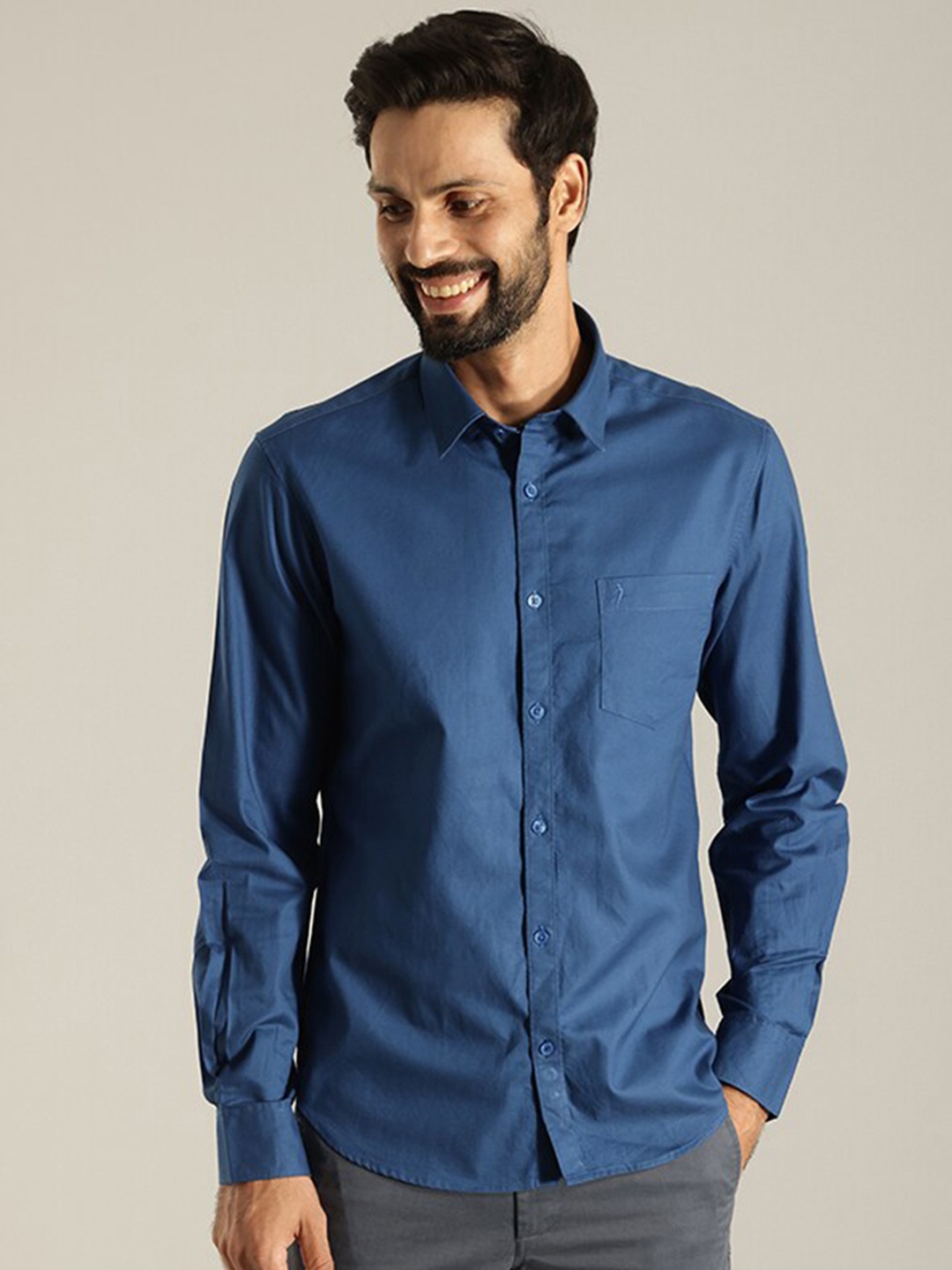 

Indian Terrain Slim Fit Classic Cotton Casual Shirt, Blue