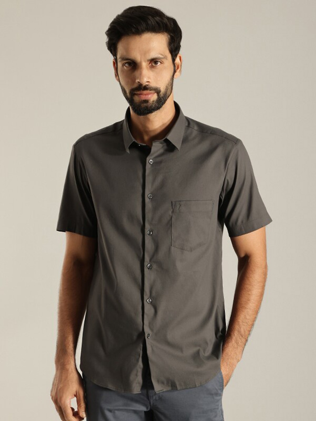 

Indian Terrain India Slim Fit Spread Collar Casual Shirt, Grey