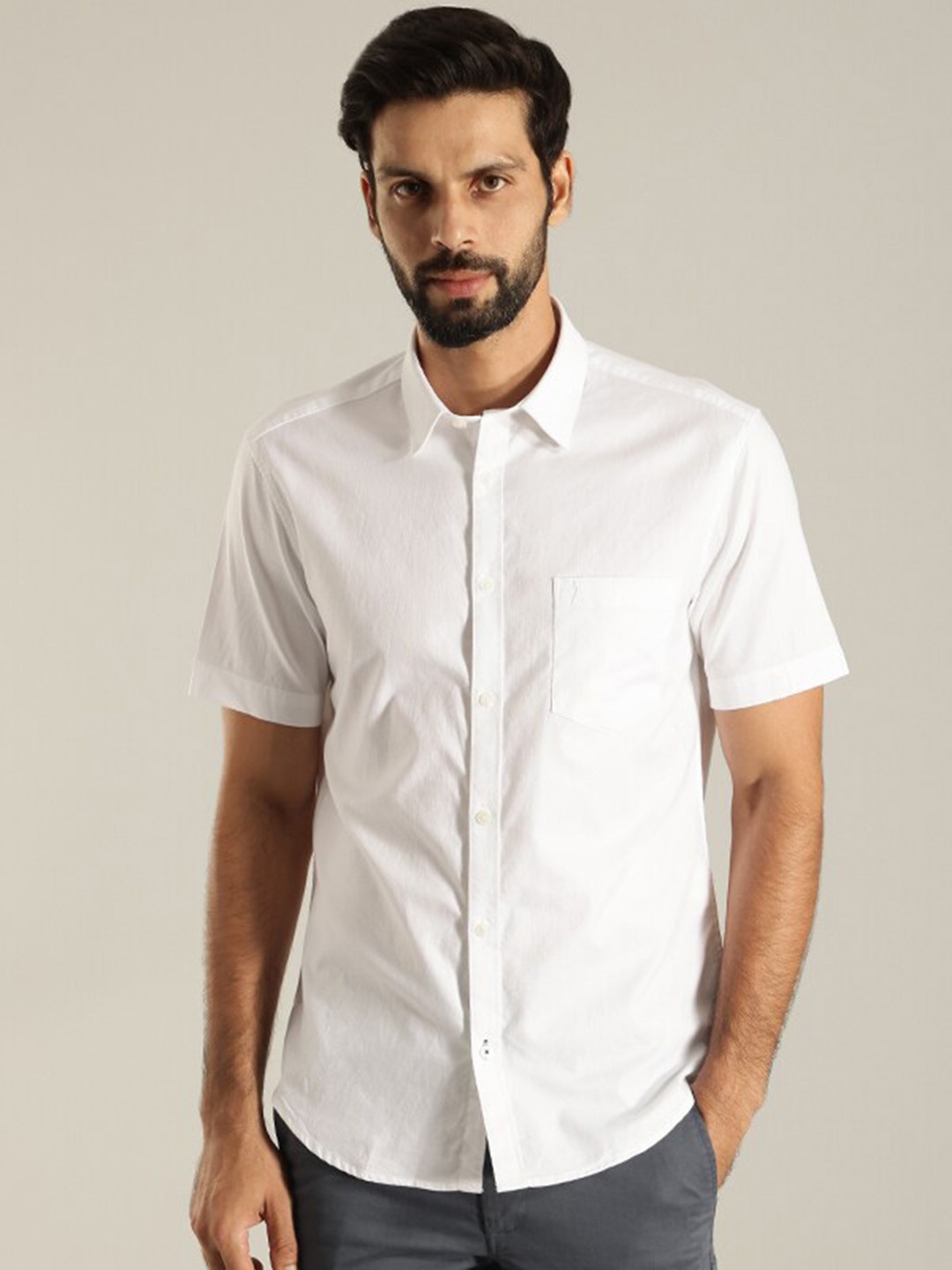 

Indian Terrain Slim Fit Opaque Casual Shirt, White
