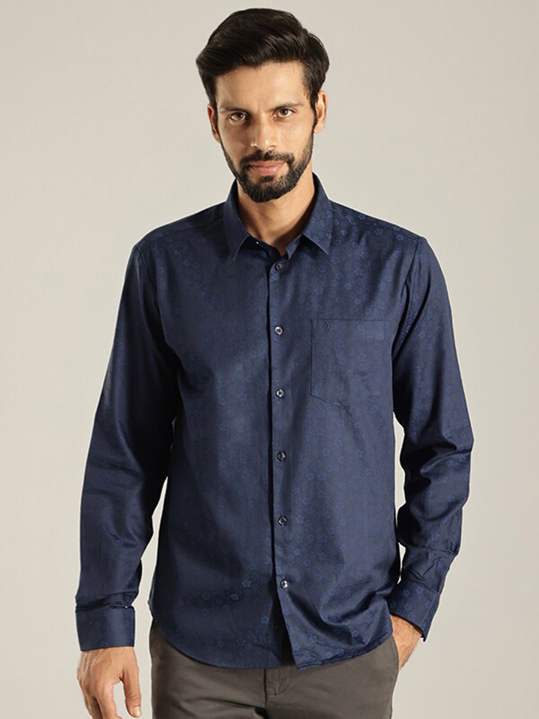 

Indian Terrain Floral Printed Slim Fit Opaque Casual Shirt, Blue