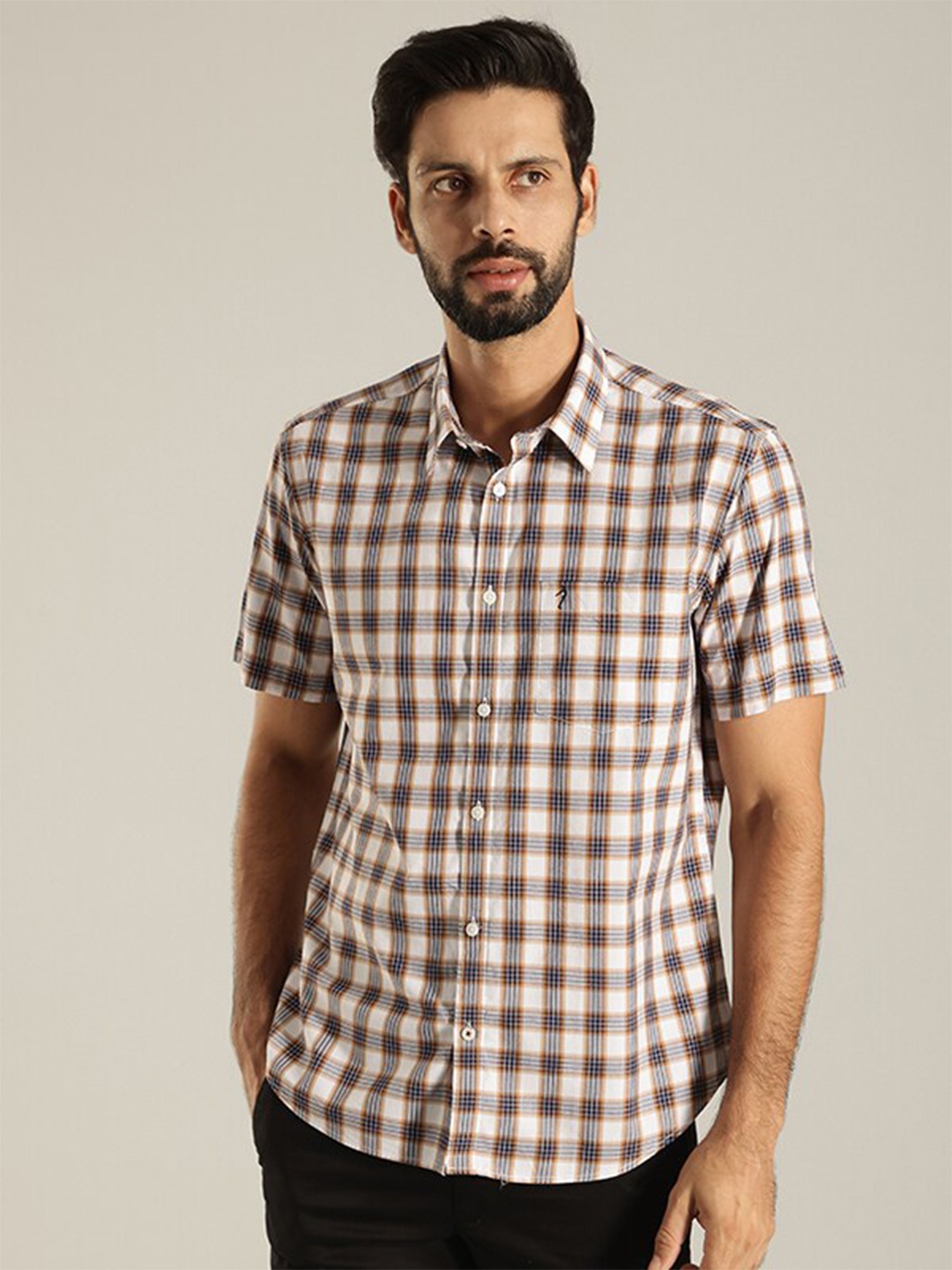 

Indian Terrain Other Checks India Slim Fit Cotton Casual Shirt, Brown