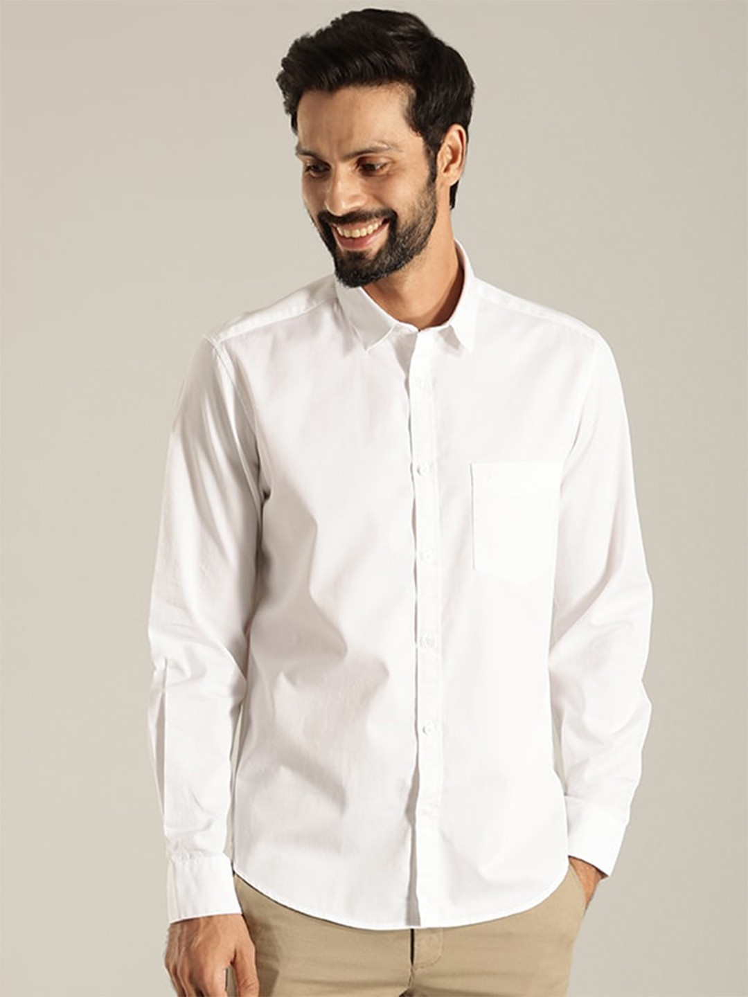 

Indian Terrain Slim Fit Pure Cotton Opaque Casual Shirt, White