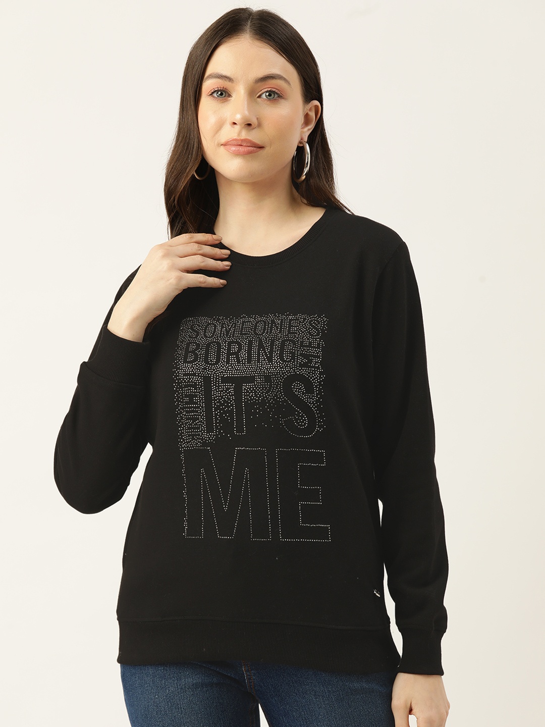 

Monte Carlo Women Embellished Sweatshirt, Black