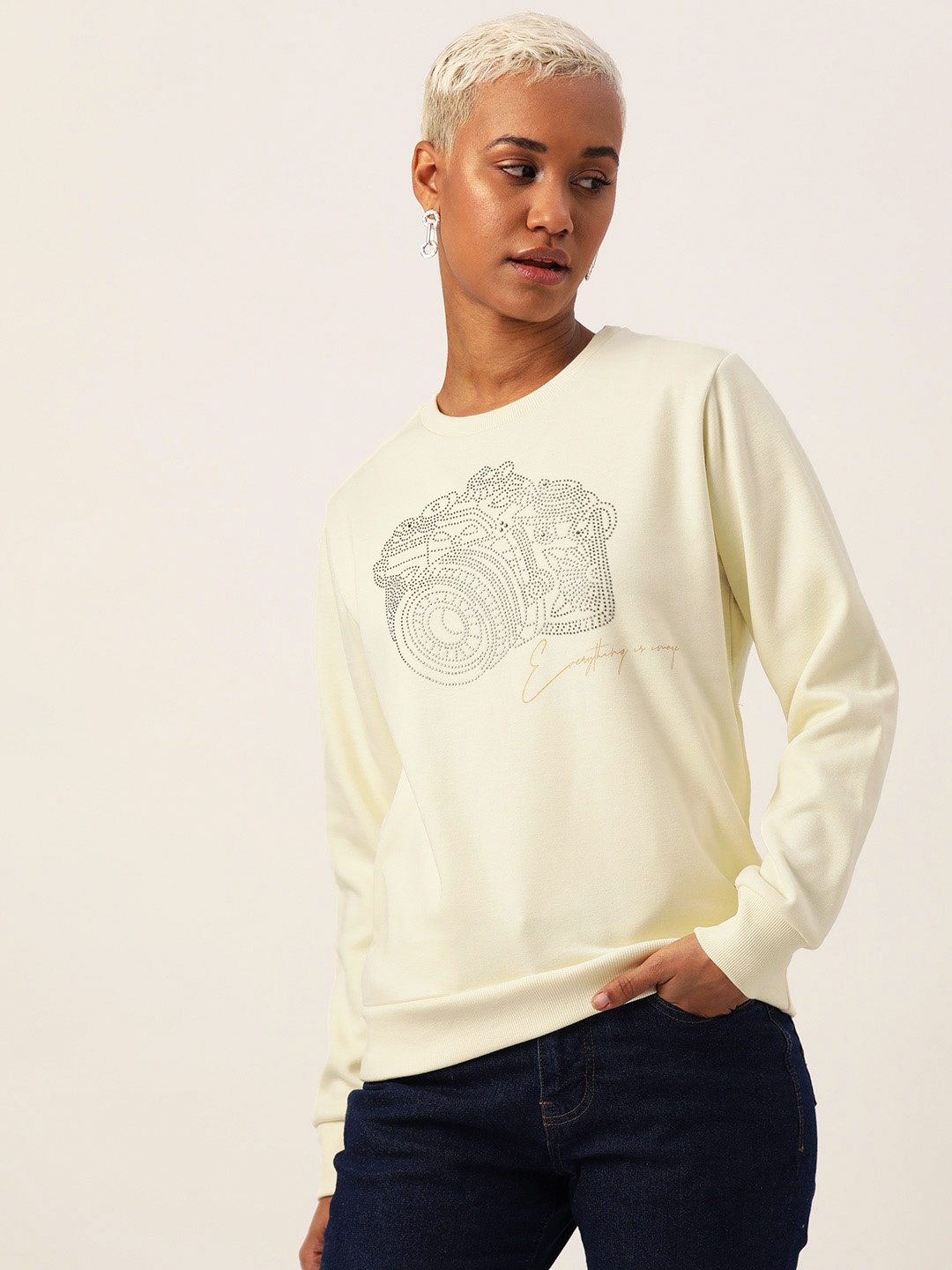 

Monte Carlo Embellished Detail Regular Fit Sweatshirt, Cream