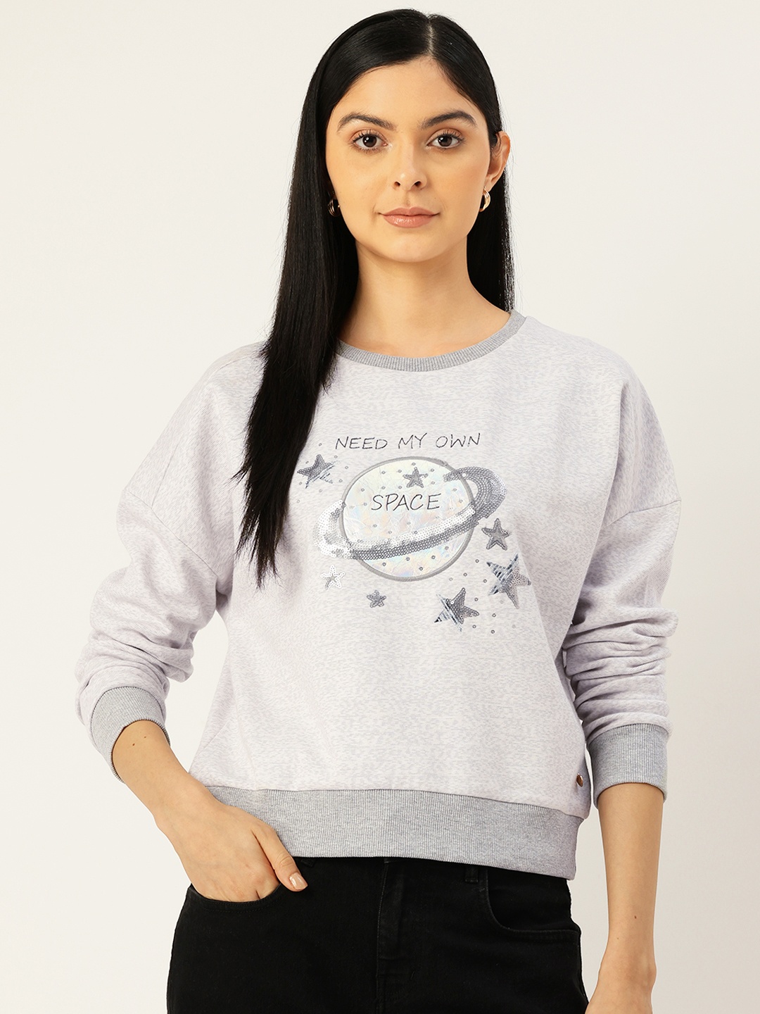 

Monte Carlo Applique Detail Sequinned Sweatshirt, Grey melange