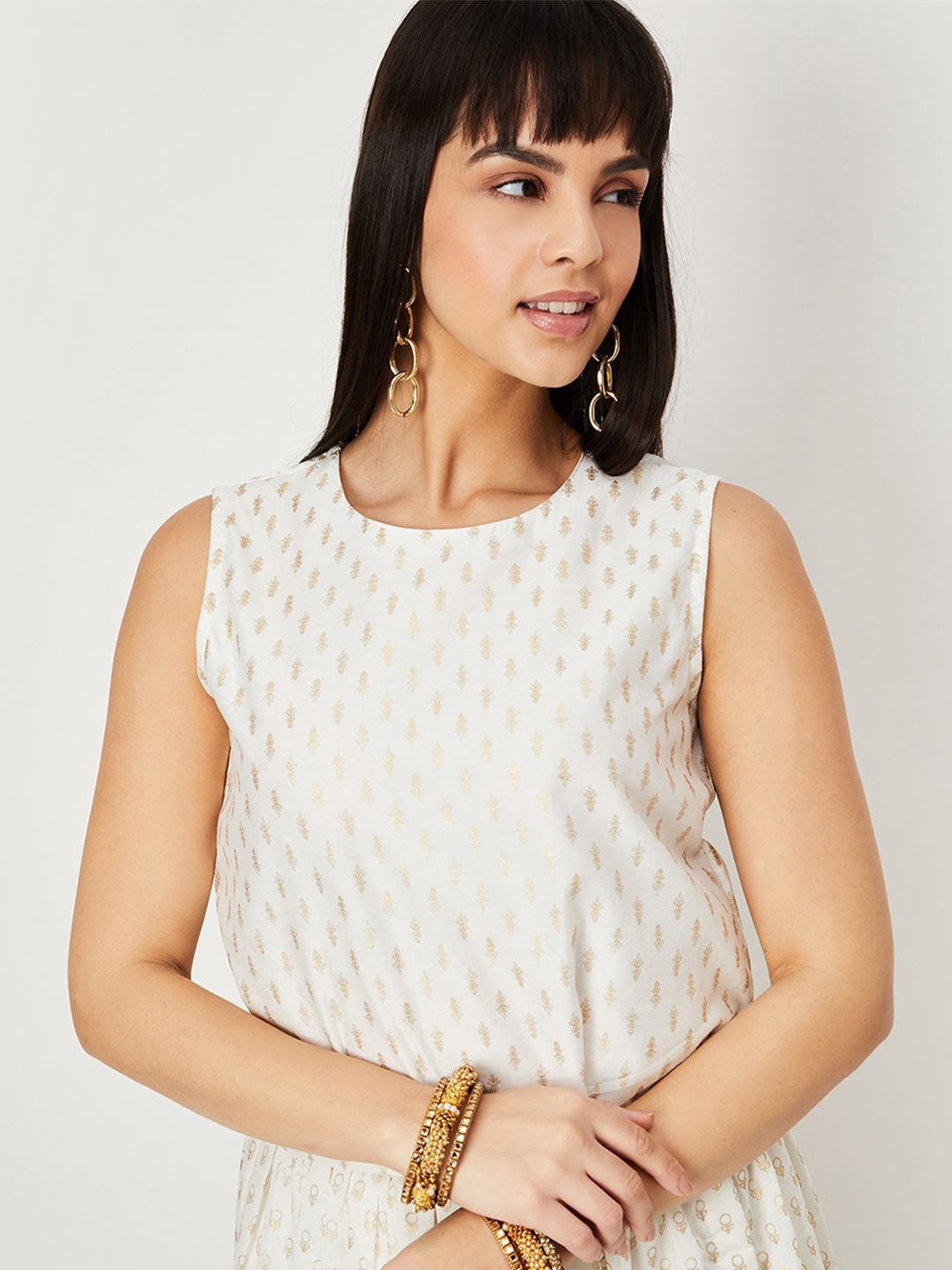 

max Ethnic Motif Printed Regular Top, Beige