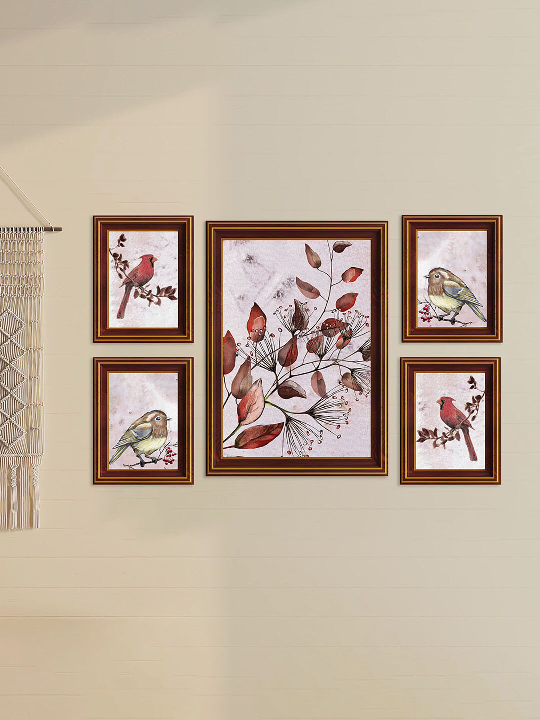 

Art Street Brown & Black 5 Pieces Bird On Branch Wall Art