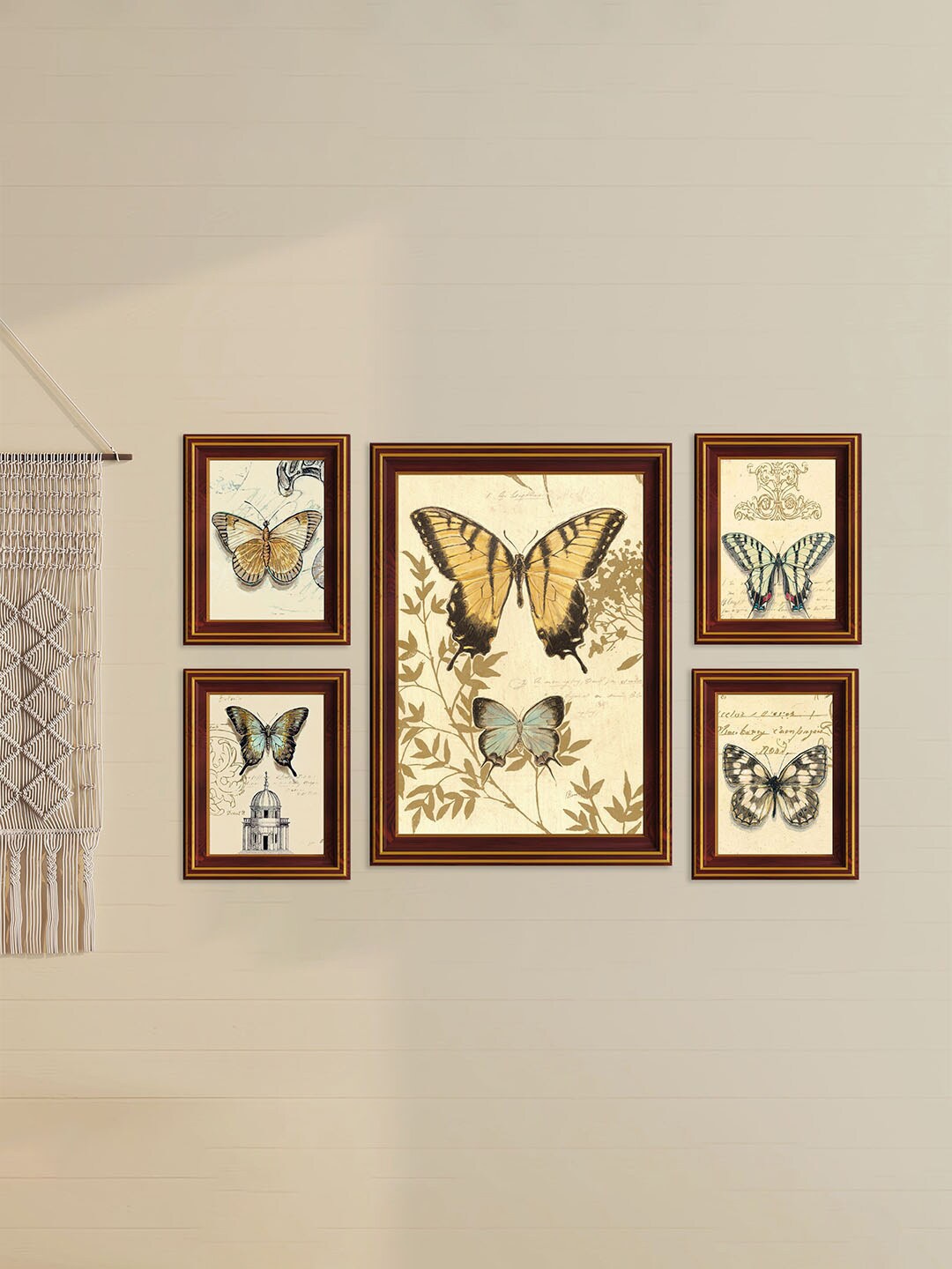 

Art Street Brown & Beige 5 Pieces Abstract Butterfly Printed Framed Wall Art