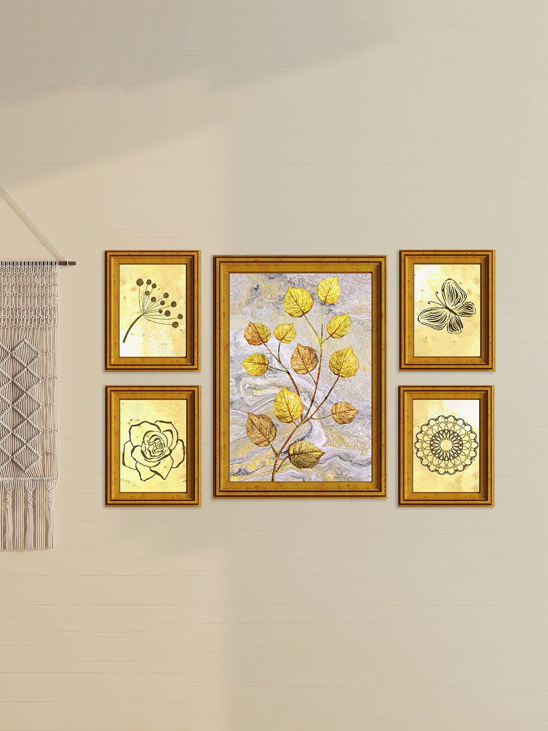 

Art Street Brown & Beige 5 Pieces Leaf Picture Printed Framed Wall Art