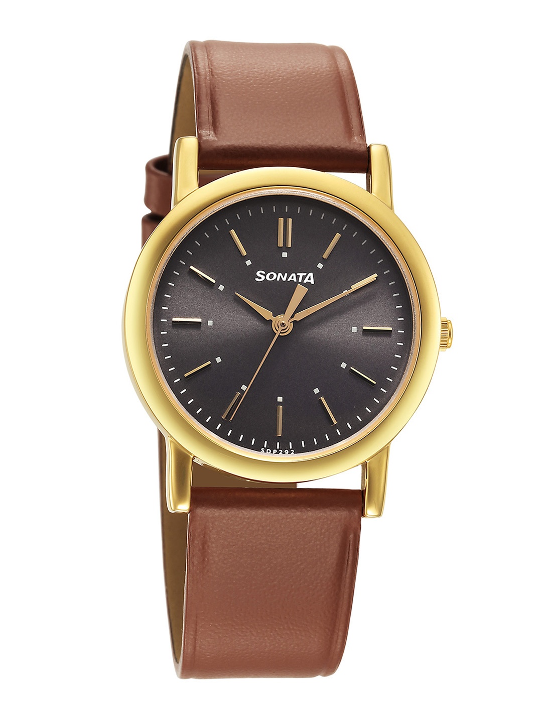 

Sonata Classique Collection Men Brass Dial & Leather Straps Analogue Watch 7987YL10W, Black